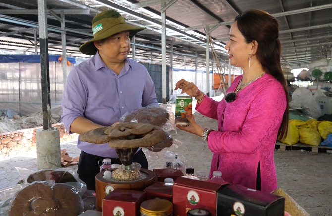 Mỗi tháng, cơ sở của bà xuất bán 2-3 tấn nấm các loại đến thị trường An Giang và TP Hồ Chí Minh. Mỗi tháng, cơ sở của bà xuất bán 2-3 tấn nấm các loại đến thị trường An Giang và TP Hồ Chí Minh.