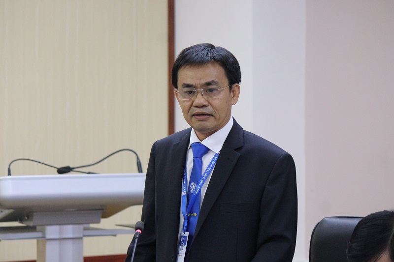 PGS.TS Đoàn Đức Tùng – Hiệu trưởng Trường Đại học Quy Nhơn, chia sẻ tại buổi lễ. 