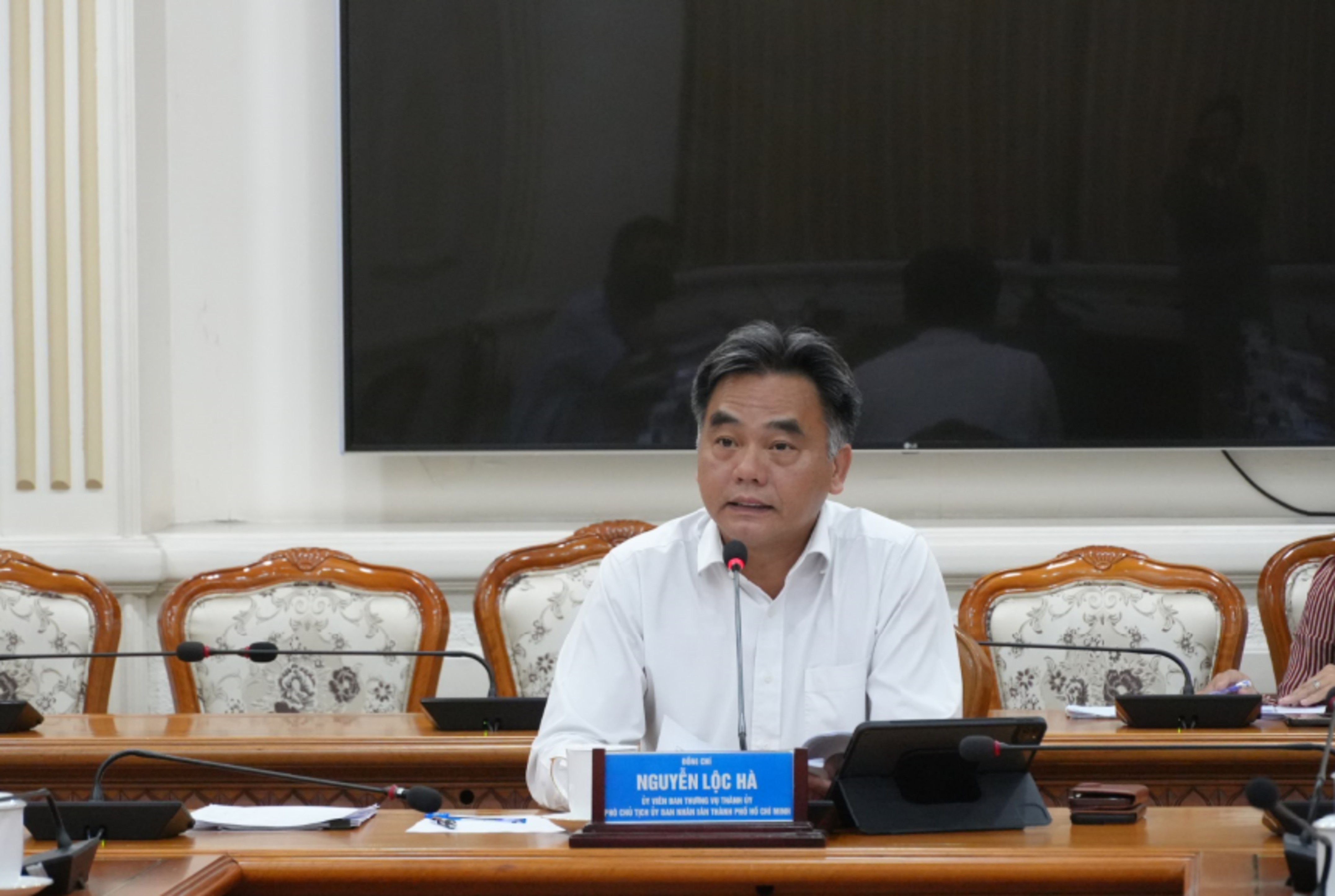 Phó Chủ tịch UBND TP Nguyễn Lộc Hà phát biểu tại buổi làm việc