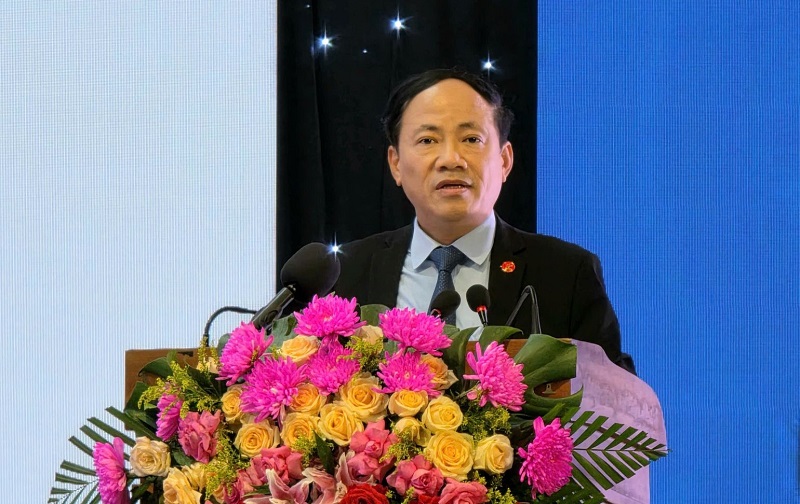 Chủ tịch UBND tỉnh Gia Lai Phạm Anh Tuấn phát biểu khai mạc hội nghị.