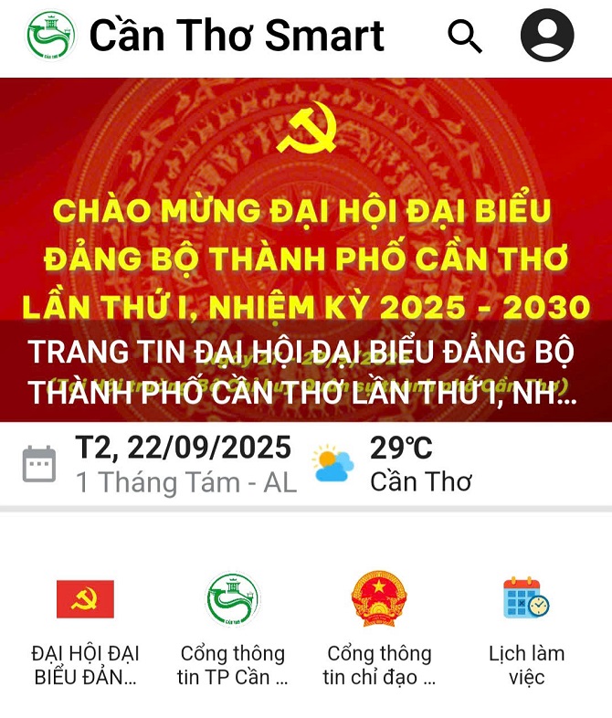 Một phần giao diện app Cần Thơ Smart. Một phần giao diện app Cần Thơ Smart.