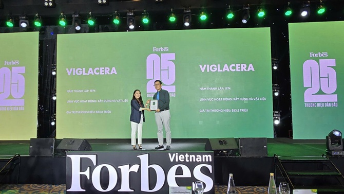 Viglacera với giá trị thương hiệu nổi bật, đã được vinh danh trong TOP25 Thương hiệu niêm yết dẫn đầu Việt Nam 2025