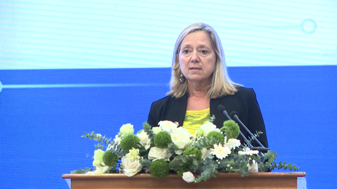 Bà Mariam J. Sherman, Giám đốc WB tại Việt Nam, Campuchia, Lào, khẳng định, WB hoan nghênh cam kết của Chính phủ Việt Nam trong việc phát huy khoa học, công nghệ và đổi mới sáng tạo như một động lực tăng trưởng mới - Ảnh: VGP/Thu Sa