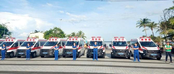 Hiện trung tâm đã trang bị 8/10 xe cứu thương chuyên dụng, sẵn sàng vận hành từ ngày 10/10