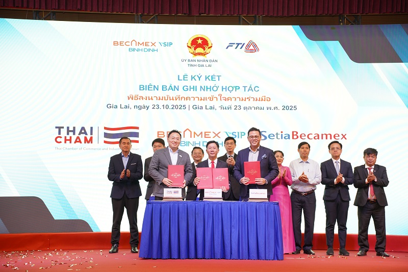 Becamex VSIP Bình Định  ký Biên bản ghi nhớ hợp tác với Hiệp hội Doanh nghiệp Thái Lan tại Việt Nam và Công ty CP SetiaBecamex.