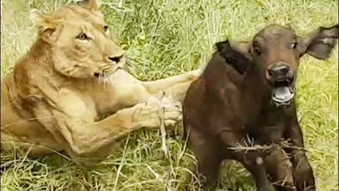 Trâu rừng ác chiến nảy lửa với đàn sư tử để bảo vệ con